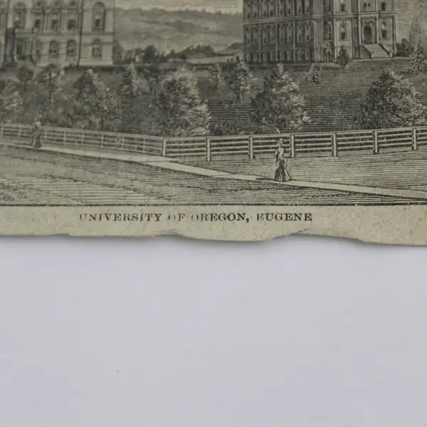 Early University Of Oregon Eugene Campus View Small Lithograph Print UO 
