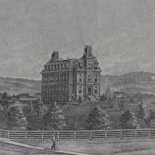 Early University Of Oregon Eugene Campus View Small Lithograph Print UO 
