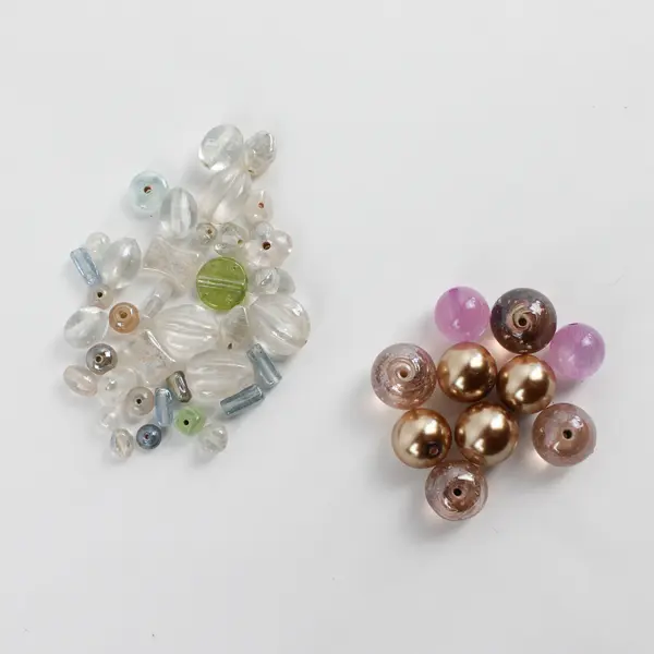 Lot of 2 Small Bags of Luster Glass Beads - 1 Clear and 1 Gold, Clear & Pink