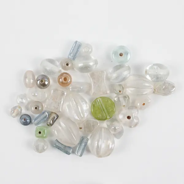 Lot of 2 Small Bags of Luster Glass Beads - 1 Clear and 1 Gold, Clear & Pink