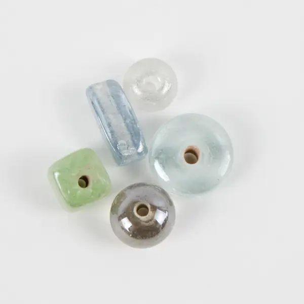 Lot of 2 Small Bags of Luster Glass Beads - 1 Clear and 1 Gold, Clear & Pink