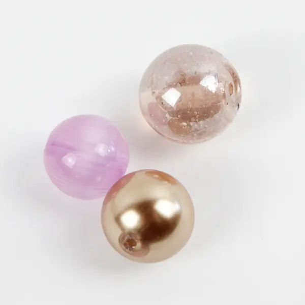 Lot of 2 Small Bags of Luster Glass Beads - 1 Clear and 1 Gold, Clear & Pink