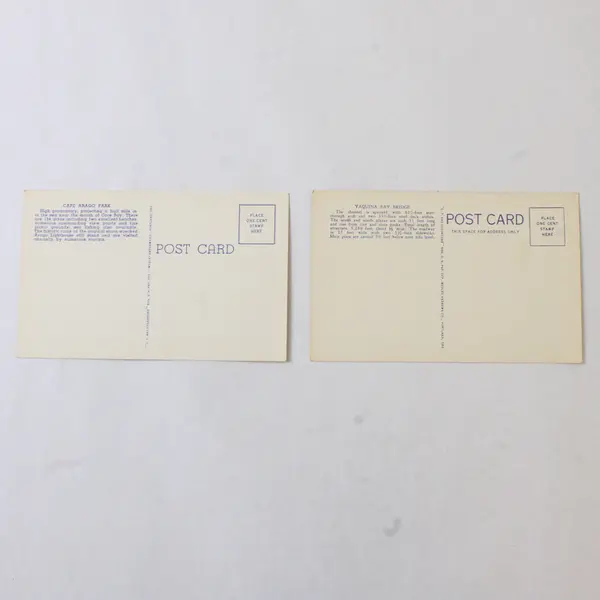 Lot Of 2 Oregon Coast Linen Postcards Yaquina Bridge Cape Arago Lighthouse