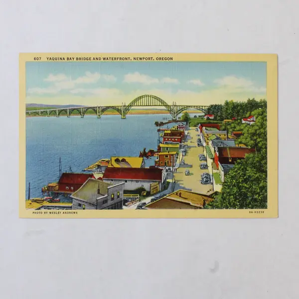 Lot Of 2 Oregon Coast Linen Postcards Yaquina Bridge Cape Arago Lighthouse