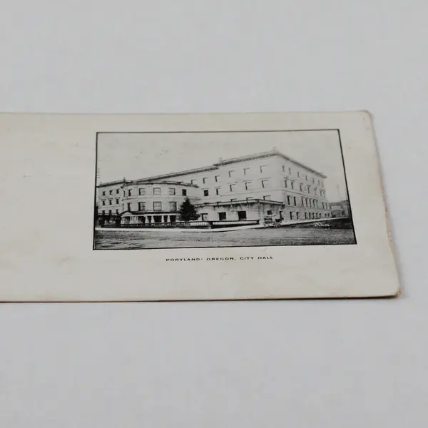 Portland Oregon City Hall Litho Postcard 1912 Mt Angel Postmark