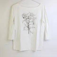 Ann Taylor Loft Women's M White w/Black Rose Graphic 1/2 Sleeve Shirt