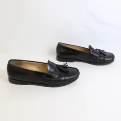 Vintage Cole Haan City Men's 9 1/2 C129 Black Leather Tassel Loafer Shoes