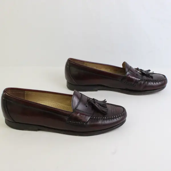 Vintage Cole Haan City Men's 9 1/2 C594 Burgundy Leather Tassel Loafer Shoes