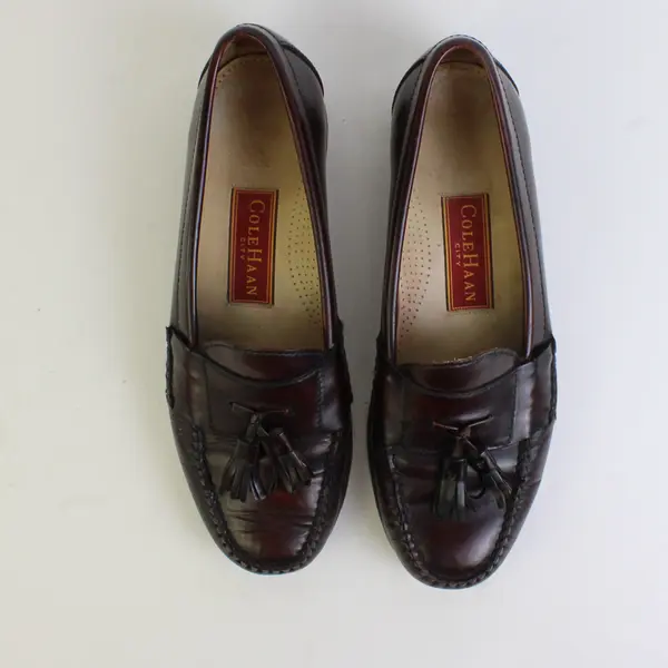 Vintage Cole Haan City Men's 9 1/2 C594 Burgundy Leather Tassel Loafer Shoes