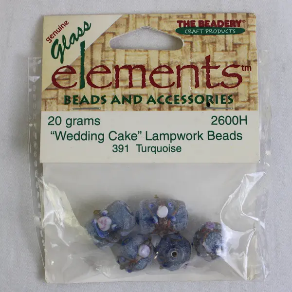 The Beadery Glass Elements 5x "Wedding Cake" Lampwork Beads 391 Turquoise #2600H
