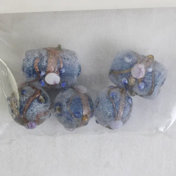 The Beadery Glass Elements 5x "Wedding Cake" Lampwork Beads 391 Turquoise #2600H