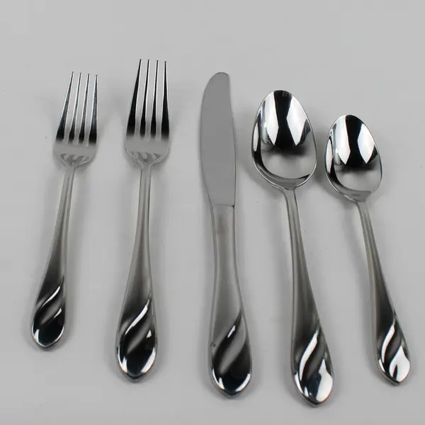 5-Piece Cambridge Silver Place Setting 18/10 SS Unknown Swirl Pattern HTF Rare 