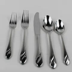 5-Piece Cambridge Silver Place Setting 18/10 SS Unknown Swirl Pattern HTF Rare 
