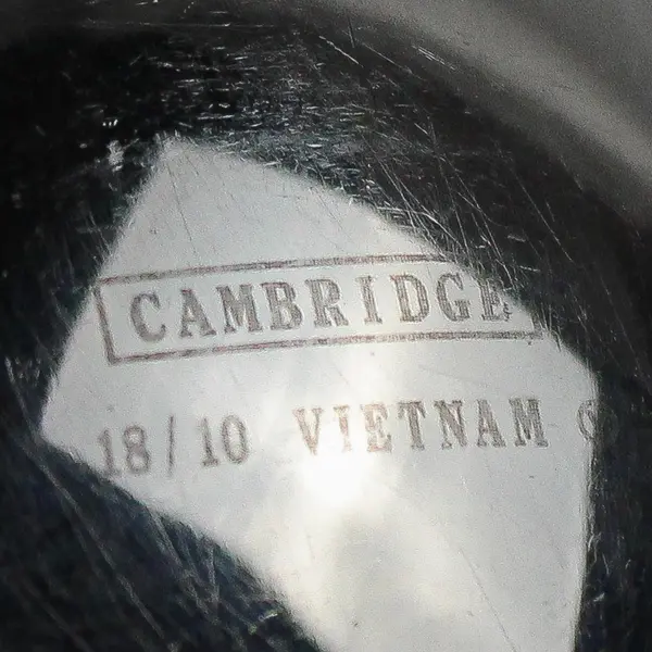 7 Cambridge Silver 18/10 SS Unknown Swirl Pattern Soup Spoons 8" HTF Rare Good