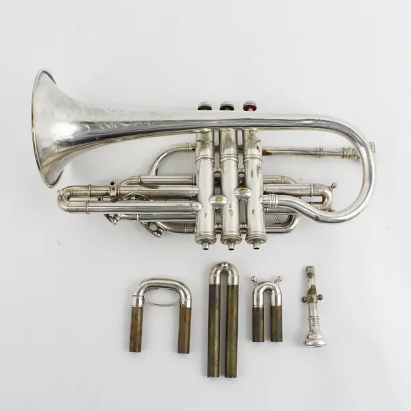 Rare Antique Dyers Professional Silver Tone Cornet Model 8075 For Restoration
