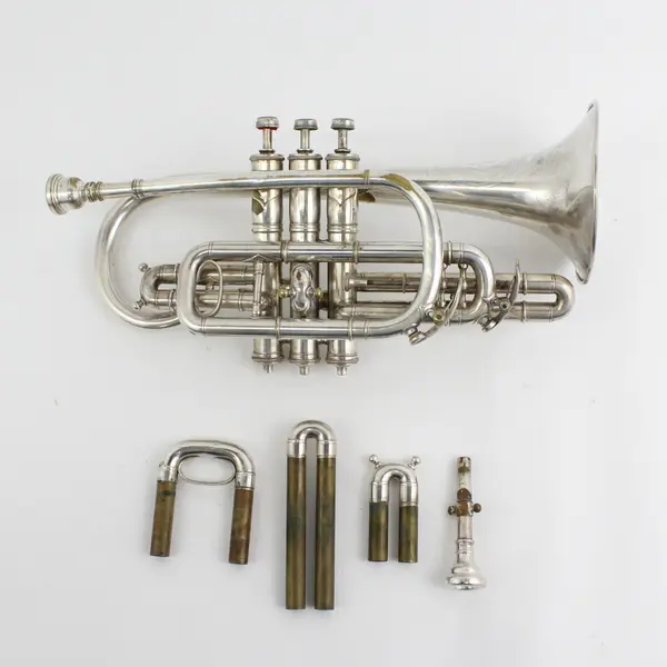 Rare Antique Dyers Professional Silver Tone Cornet Model 8075 For Restoration