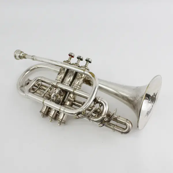 Rare Antique Dyers Professional Silver Tone Cornet Model 8075 For Restoration