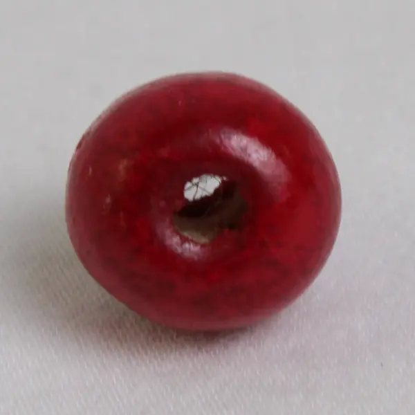 Bag of Cranberry-Red Wooden Round Beads, Circa. 50 