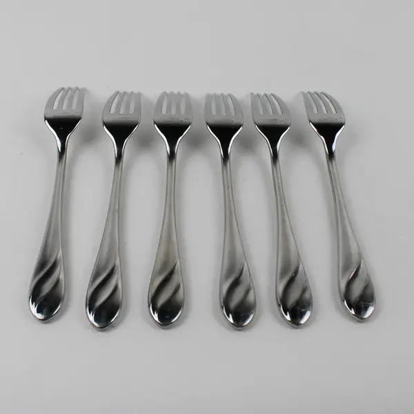 6 Cambridge Silver 18/10 SS Unknown Swirl Pattern Forks 8.25" HTF Rare Good