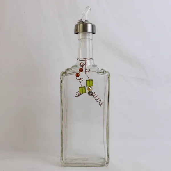 Glass Decorative Olive Oil Bottle w/Pourer 12" Tall #U14 B1 2058