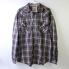 Coastal Red and Gray Plaid Snap Button Long-Sleeved Shirt Men's XXL