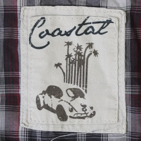 Coastal Red and Gray Plaid Snap Button Long-Sleeved Shirt Men's XXL