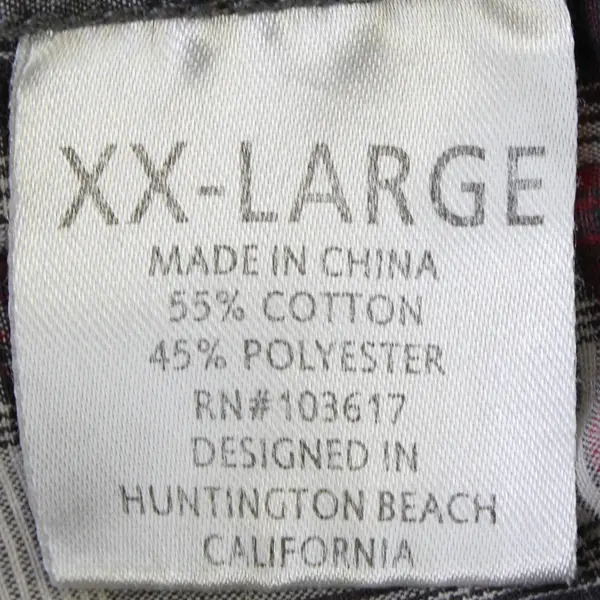 Coastal Red and Gray Plaid Snap Button Long-Sleeved Shirt Men's XXL