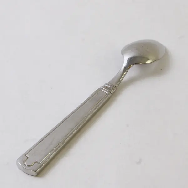 4 Cambridge Unknown Pattern Back/Front Geometric 18/10 SS Teaspoons 7" Rare HTF