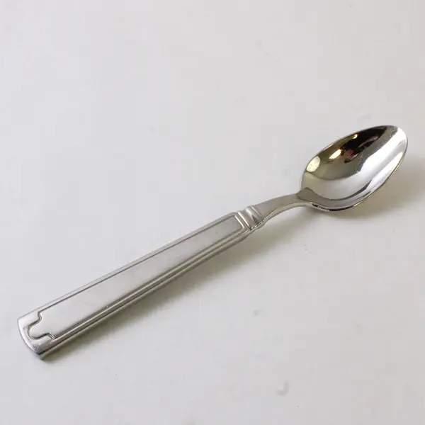 4 Cambridge Unknown Pattern Back/Front Geometric 18/10 SS Teaspoons 7" Rare HTF