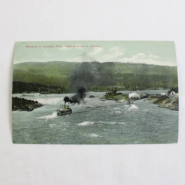 Lot Of 2 Oregon River Color Litho Postcards Steel Bridge Portland Cascade Locks