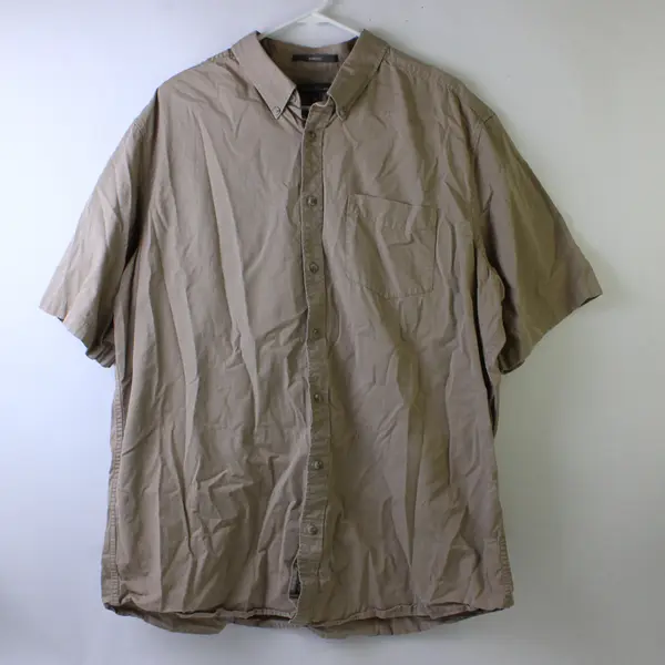 Eddie Bauer Beige Relaxed Fit Short-Sleeved Button-Down Men's XLT