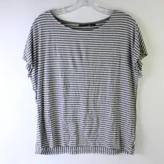 Tahari Gray and White Striped T-Shirt Women's Size Large