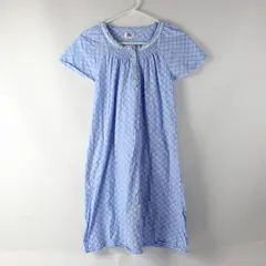 Aria Collection Light Blue and White Patterned Short Nightgown Women's Small