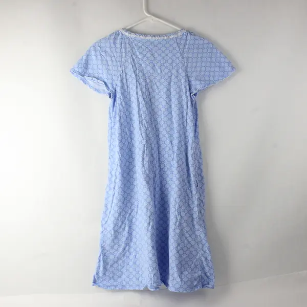 Aria Collection Light Blue and White Patterned Short Nightgown Women's Small