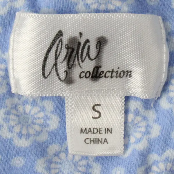 Aria Collection Light Blue and White Patterned Short Nightgown Women's Small