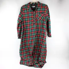 PajamaGram Red and Green Plaid Flannel Nightgown Women's XS