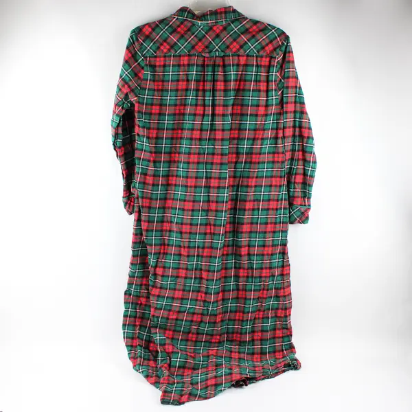 PajamaGram Red and Green Plaid Flannel Nightgown Women's XS