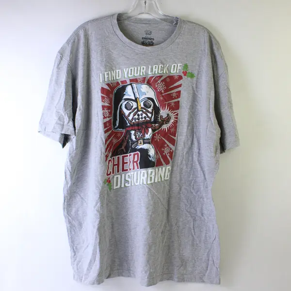 Pop! Tees Christmas Darth Vader Light Gray T-Shirt Men's Size 2XL