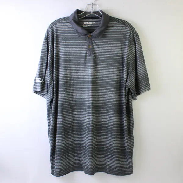 Nike Golf Gray Striped Polo Shirt Men's Size XL