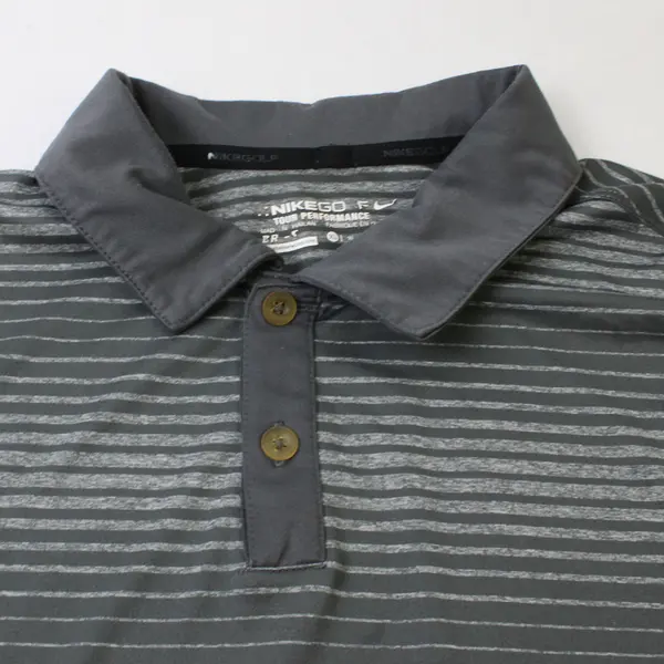 Nike Golf Gray Striped Polo Shirt Men's Size XL