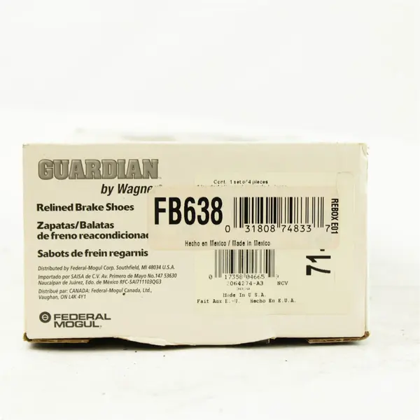 Guardian by Wagner FB638 Relined Brake Shoes New Open Box