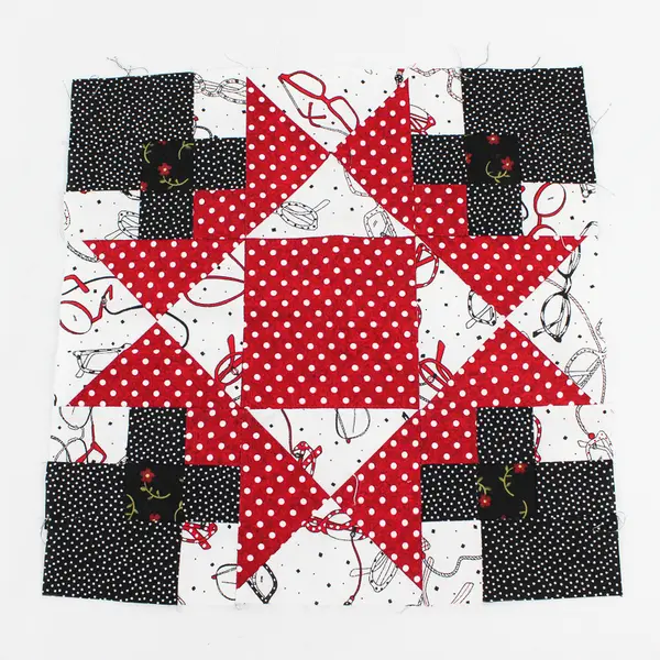 Lot of 3 Quilt Squares 12" x 12" Quirky Patterns Red Black White