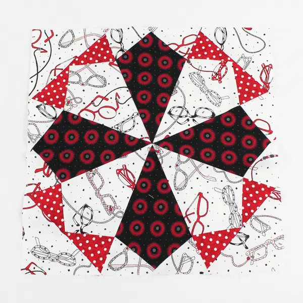 Lot of 3 Quilt Squares 12" x 12" Quirky Patterns Red Black White