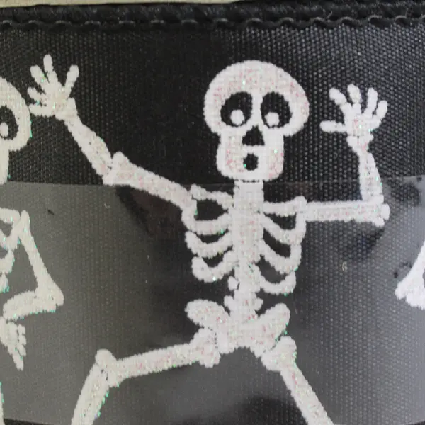 Halloween Craft Ribbon 2.5" Wide Skeletons on Black, 9 ft. #08T02