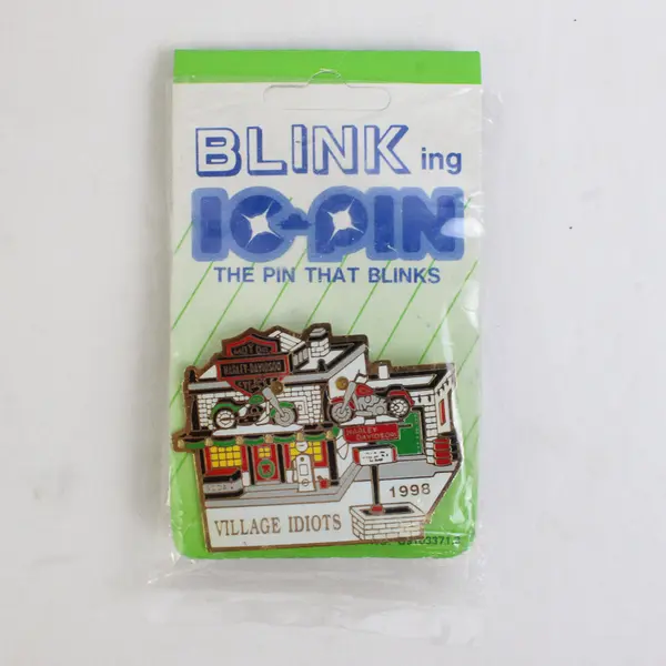 Lot of 2 Harley Davidson Blinking Collector Pins Village Idiots 1998
