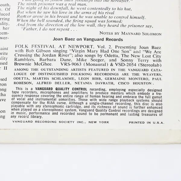 Joan Baez ‎– Joan Baez, Vol. 2 - Vinyl Record