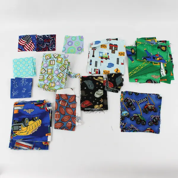 Lot of Boys' Quilting Fabric Scraps Varied Colors DIY Crafts
