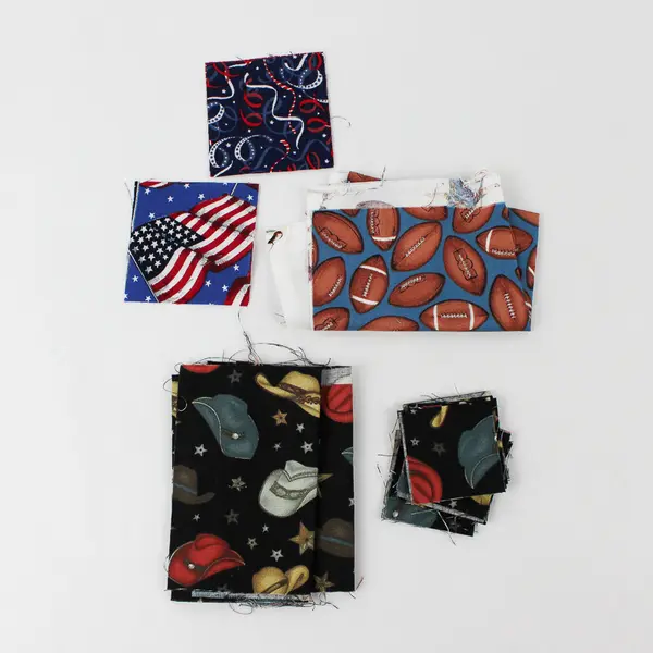 Lot of Boys' Quilting Fabric Scraps Varied Colors DIY Crafts