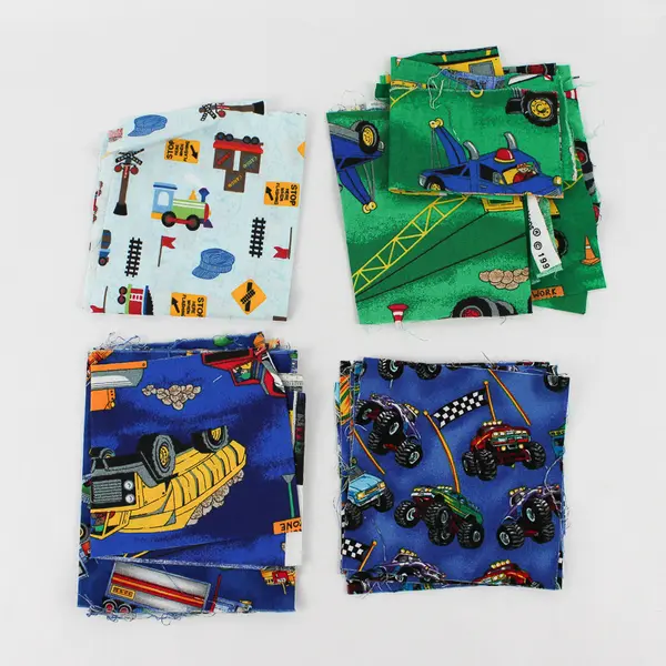 Lot of Boys' Quilting Fabric Scraps Varied Colors DIY Crafts