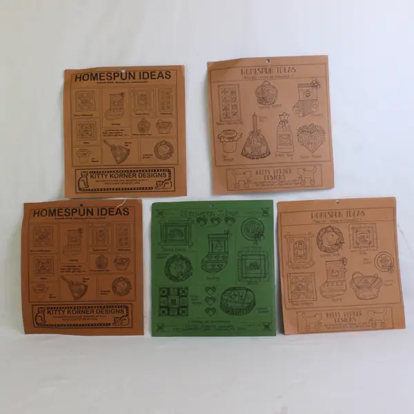 Set of 6 Vintage Kitty Korner Designs Homespun Patches 8.5"